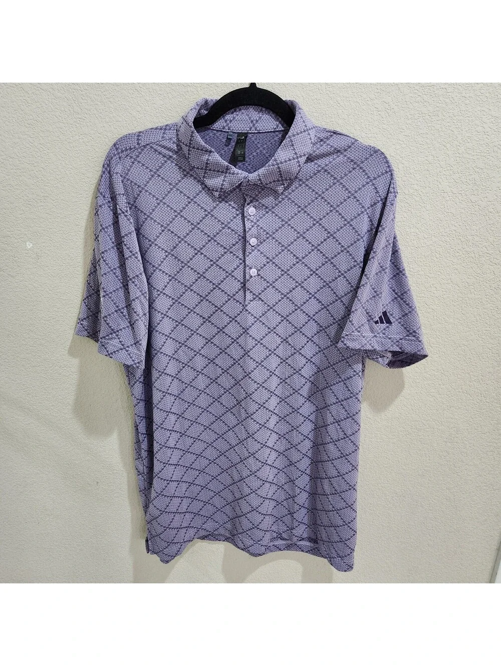 Adidas Ultimate365 Golf Polo Shirt L Purple Houndstooth PGA Midwest Section Mens